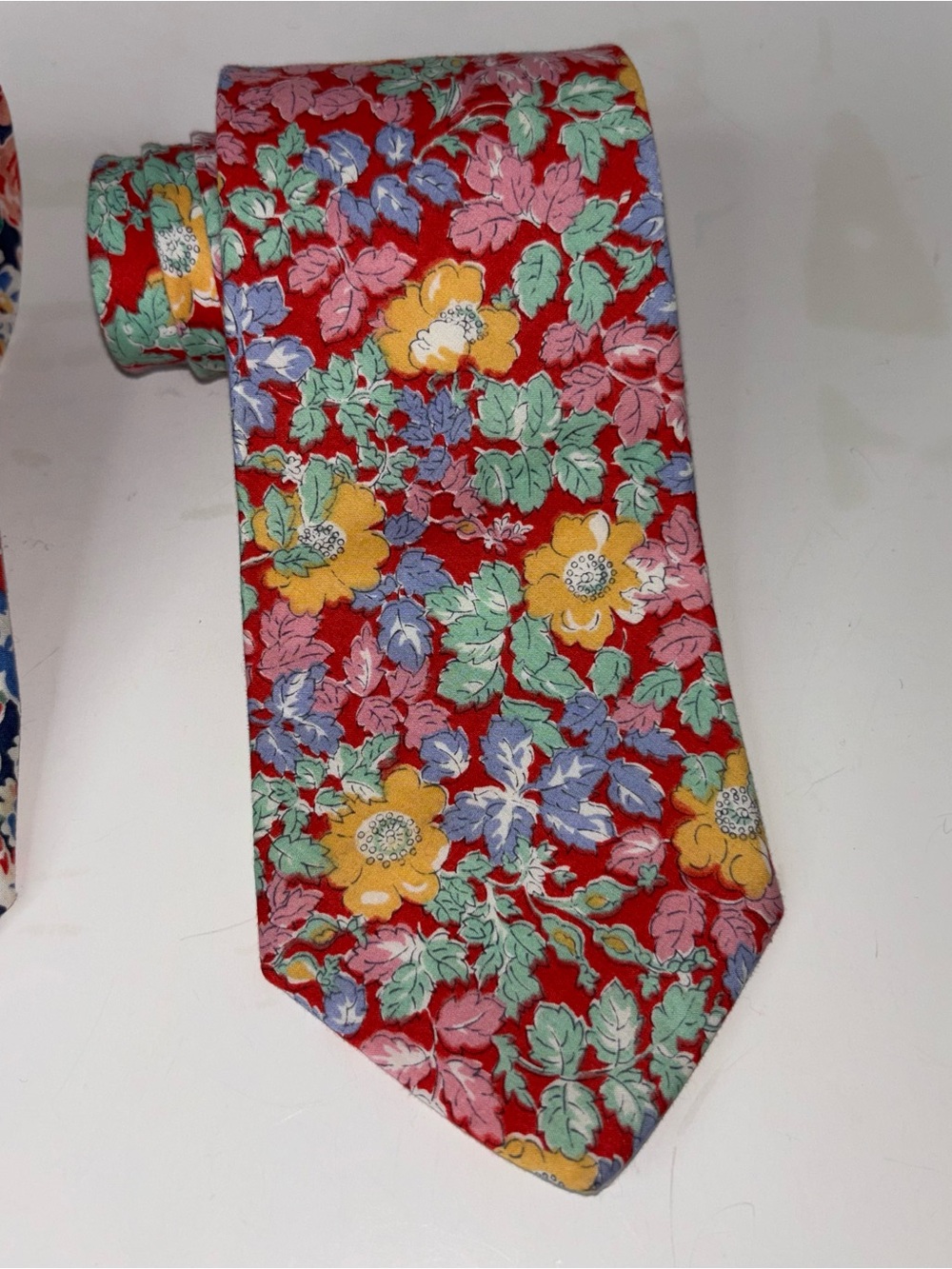 Two Liberty of London Floral Ties Cotton Made USA Vintage Necktie - Picture 7 of 8